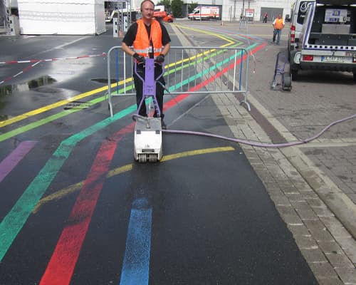 Fresh Re-Striping After Line Removal